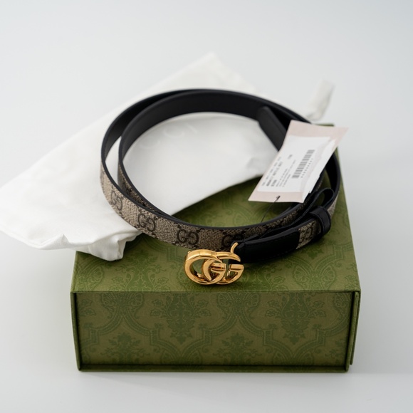 size 110-44 Gucci GG Marmont Thin Belt Beige Black Gold main image 4